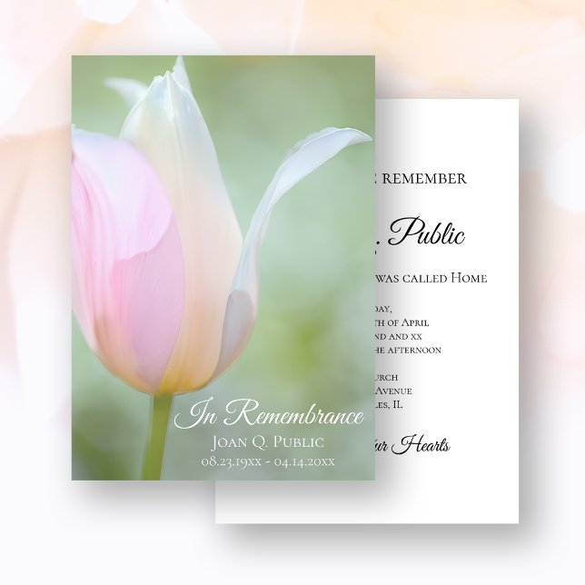 Pastel Tulip Flower Spring Death Anniversary Invitation (Creator Uploaded)