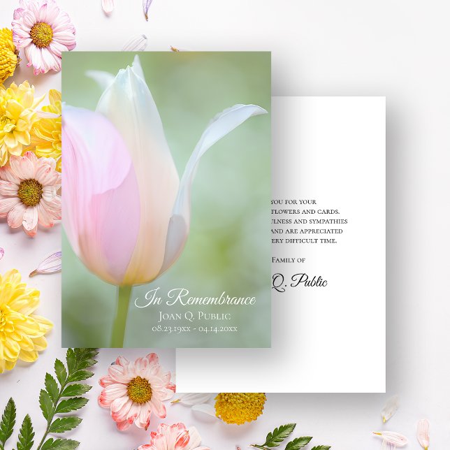 Pastel Tulip Spring Funeral Memorial Sympathy Thank You Card (Creator Uploaded)