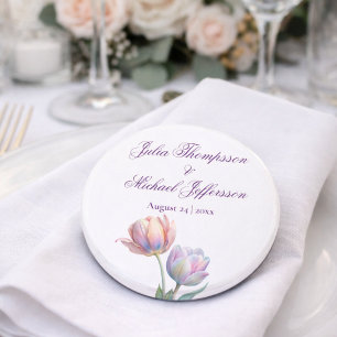 Pastel Tulip Wedding Suite Elegant Typography Bottle Opener
