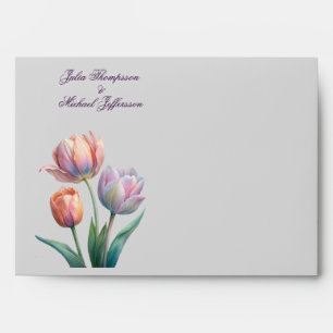 Pastel Tulip Wedding Suite Elegant Typography Envelope