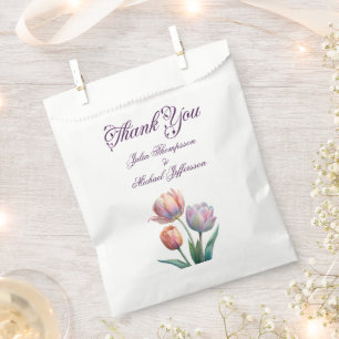 Pastel Tulip Wedding Suite Elegant Typography Favour Bags