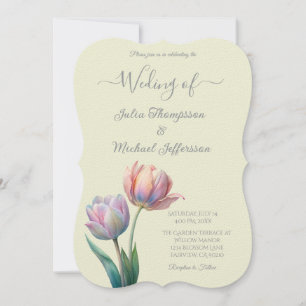Pastel Tulip Wedding Suite Elegant Typography Invitation