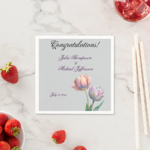 Pastel Tulip Wedding Suite Elegant Typography Napkin