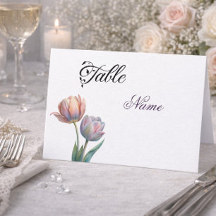 Pastel Tulip Wedding Suite Elegant Typography Place Card