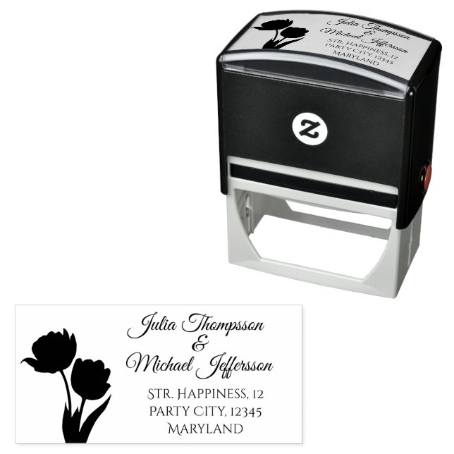 Pastel Tulip Wedding Suite Elegant Typography Self-inking Stamp (In Situ)