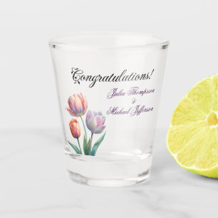 Pastel Tulip Wedding Suite Elegant Typography Shot Glass