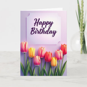 Pastel Tulips Birthday Card