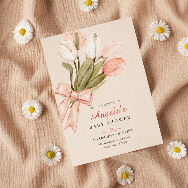 Pastel tulips flowers baby shower invitation (Creator Uploaded)