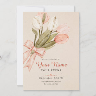 Pastel tulips flowers  invitation