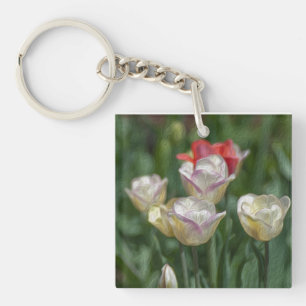Pastel Tulips Key Ring