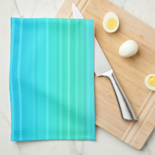Pastel Turquoise Blue Green Stripes Tea Towel