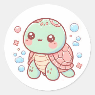  Pastel Turtle Design, Cute Soft Colour Turtle Art Classic Round Sticker