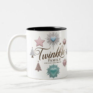 Pastel Twinkle Family Where Hearts Sparkle Two-Tone Coffee Mug
