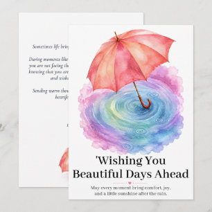 Pastel Umbrella Rain Ripples Watercolor Art Card