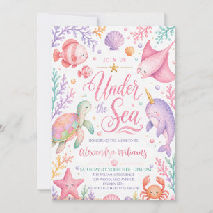 Pastel Under the Sea Girl Baby Shower Invitation