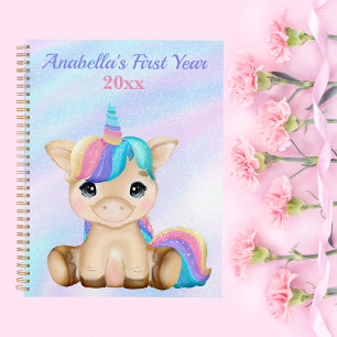 Pastel Unicorn Baby's First Year Photo Milestone  Planner