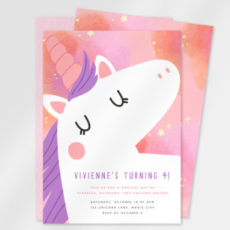 Pastel Unicorn Birthday Invitation