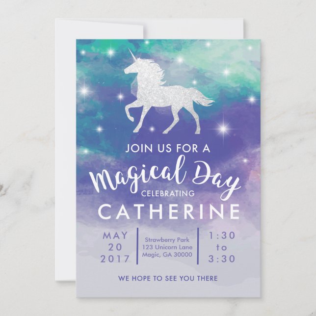 Pastel Unicorn Birthday Invitation (Front)