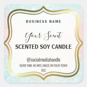 Pastel Unicorn Coloured Scented Soy Candle Labels