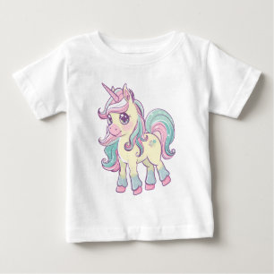 Pastel Unicorn – Cute pink Cartoon Unicorn Design  Baby T-Shirt