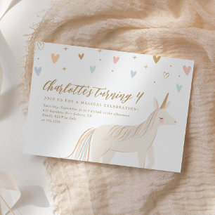 Pastel Unicorn Girl Birthday Invitation