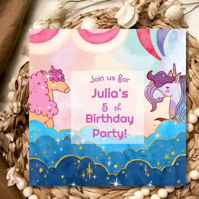 Pastel Unicorn Kids  Birthday Invitation (Creator Uploaded)