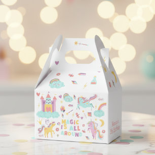 Pastel unicorn magic is all around birthday favour box