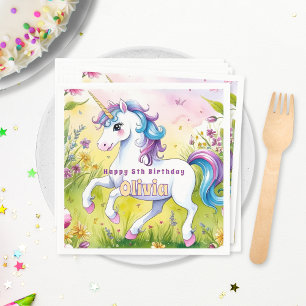 Pastel Unicorn Magical Custom Birthday Napkin