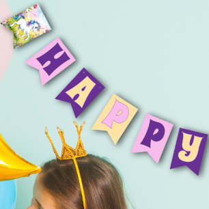 Pastel Unicorn Magical Custom Birthday Photo Bunting
