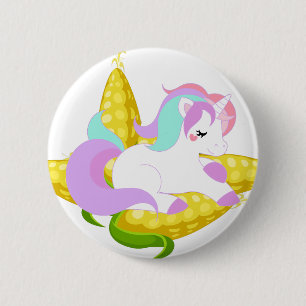 pastel Unicorn on the cob 6 Cm Round Badge