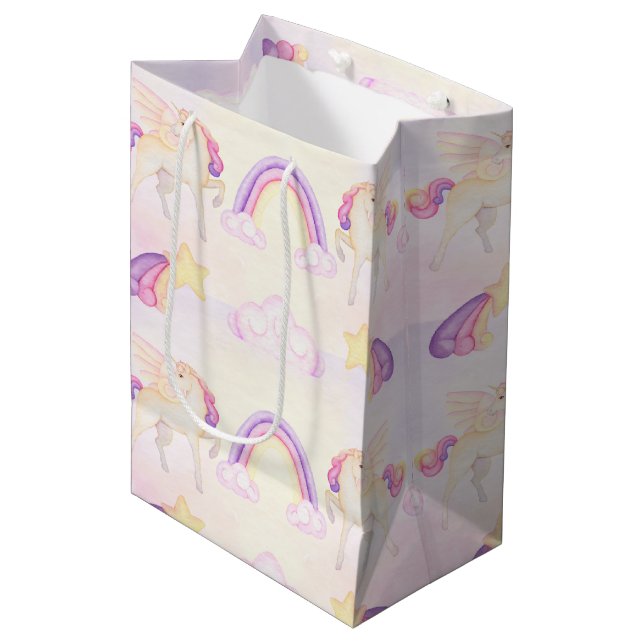 Pastel Unicorn Pegasus  Medium Gift Bag (Front Angled)