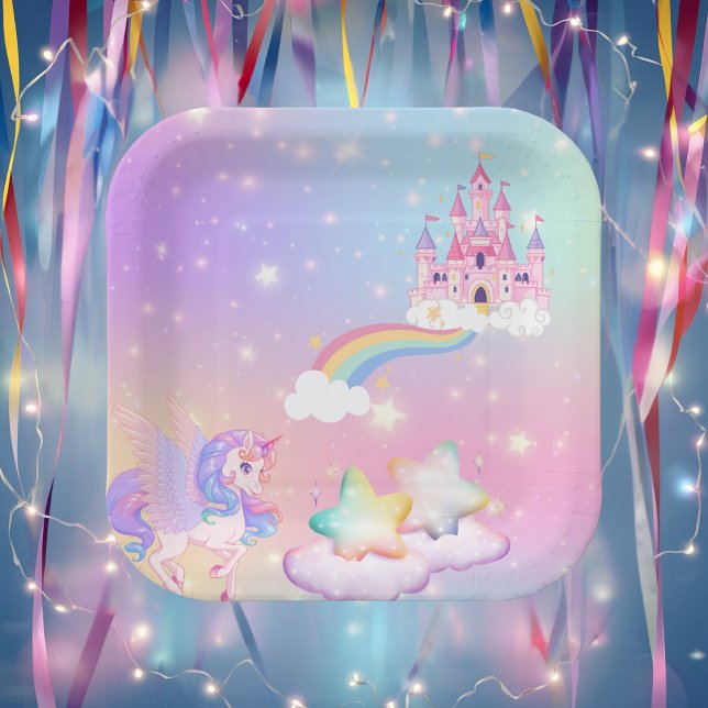 Pastel Unicorn Princess Paper Plates (Creator Uploaded)