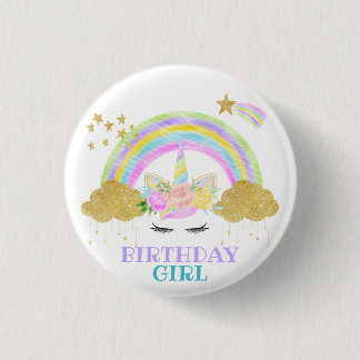 Pastel Unicorn Rainbow Birthday 3 Cm Round Badge