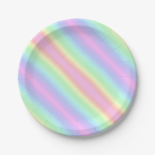 Pastel Unicorn Rainbow Stripes Gradient Paper Plate