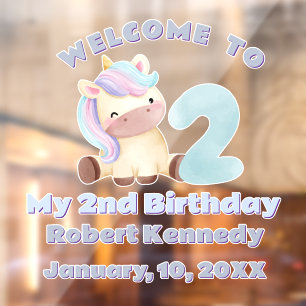 Pastel Unicorn Second Birthday Celebration Name