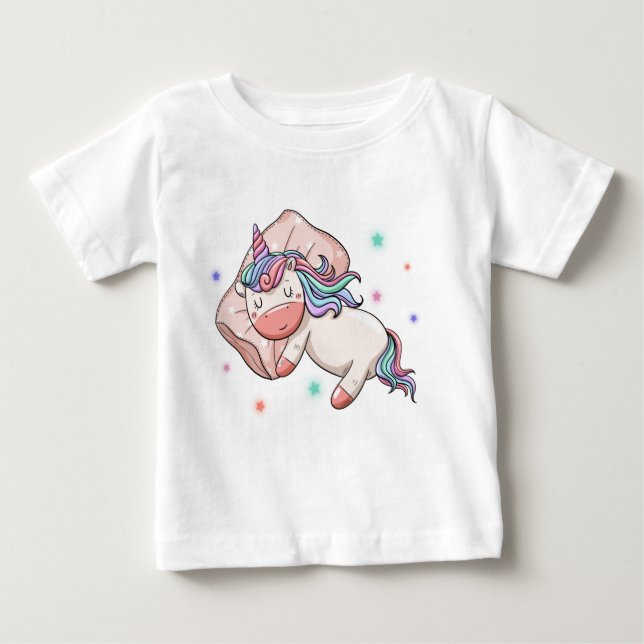 Pastel Unicorn sleeping  Baby T-Shirt (Front)