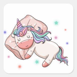 Pastel Unicorn sleeping Square Sticker