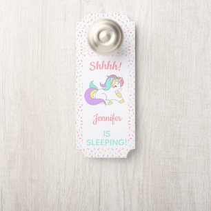 Pastel Unicorn Sprinkle Shhh! Baby Is Sleeping Door Hanger