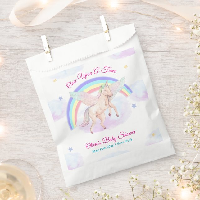 Pastel Unicorn Star Rainbow Fairytale Baby Shower  Favour Bags (Clipped)