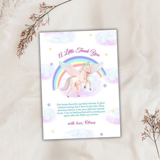 Pastel Unicorn Star Rainbow Fairytale Baby Shower  Thank You Card (Pastel Unicorn Star Rainbow Fairytale Baby Shower Thank You Card)