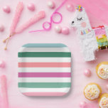 Pastel Unicorn Stripes Paper Plate<br><div class="desc">Add a special touch to your little girl’s birthday party with these simple,  stylish paper plates,  featuring stripes in shades of pink,  purple,  aqua blue,  blush pink,  and emerald green.</div>