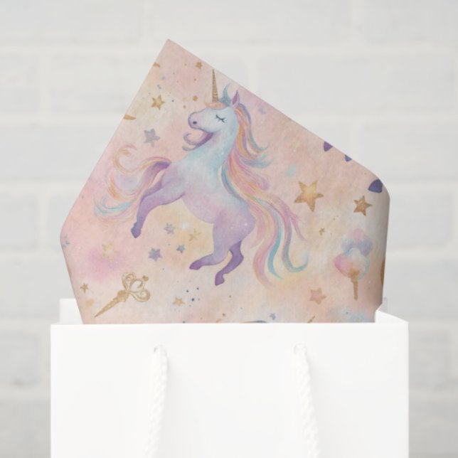 Pastel Unicorns Moons Girls Birthday Baby Shower Tissue Paper (Gift Bag)