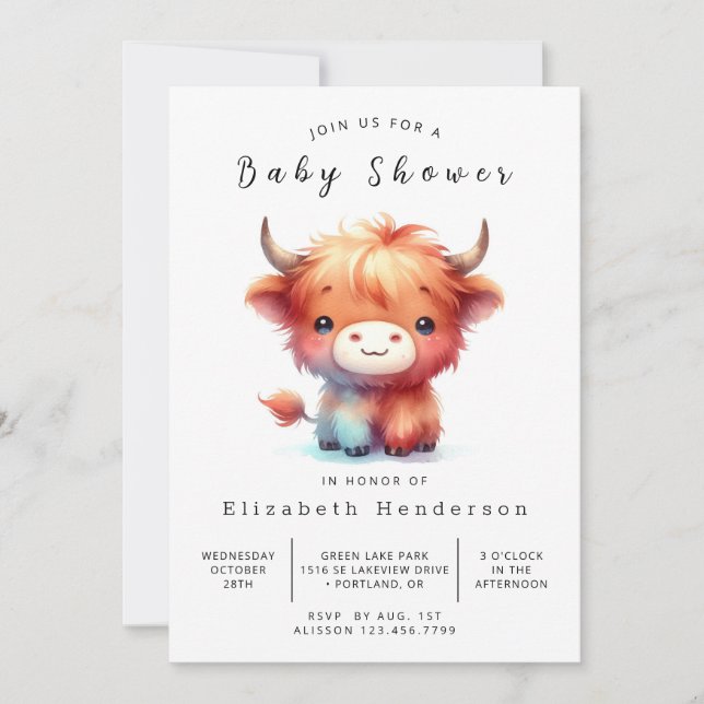 Pastel Unique Cow Baby Shower invitation (Front)
