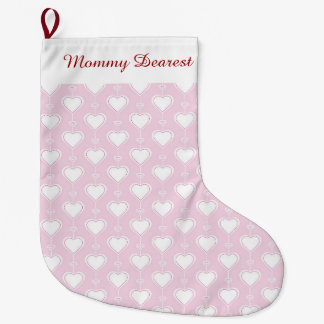 Pastel Valentine Hearts Large Christmas Stocking