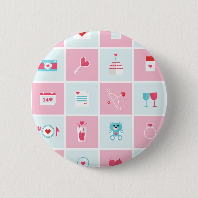pastel valentines day 6 cm round badge (Front)