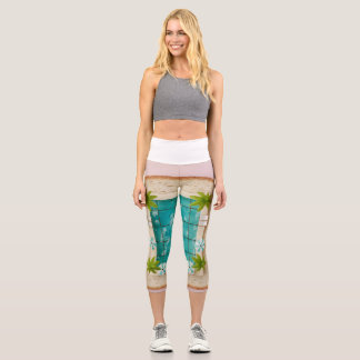 Pastel Vaporwave Pool Toast Capri Leggings
