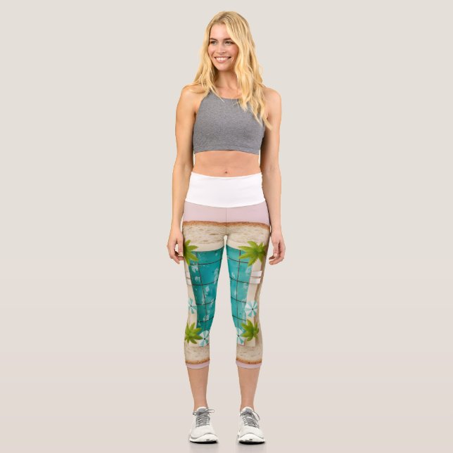 Pastel Vaporwave Pool Toast Capri Leggings (Front)