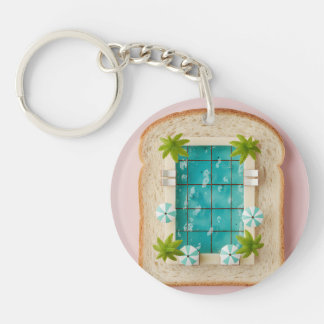 Pastel Vaporwave Pool Toast Key Ring