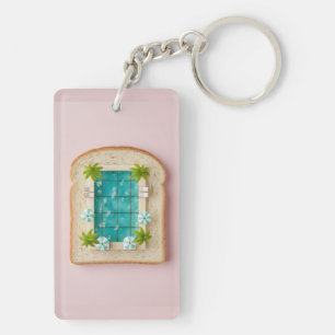 Pastel Vaporwave Pool Toast Key Ring