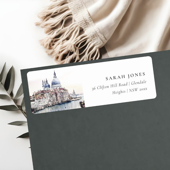 Pastel Venice Italy Canals Watercolor Address (Creator Uploaded)